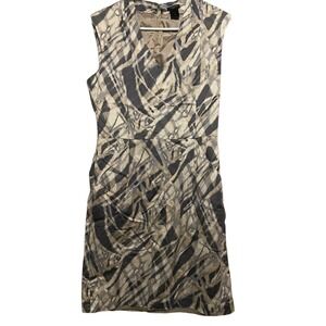 ANN TAYLOR Women Abstract Print Sleeveless V Neck Sheath Dress Sz 6 Business Cas
